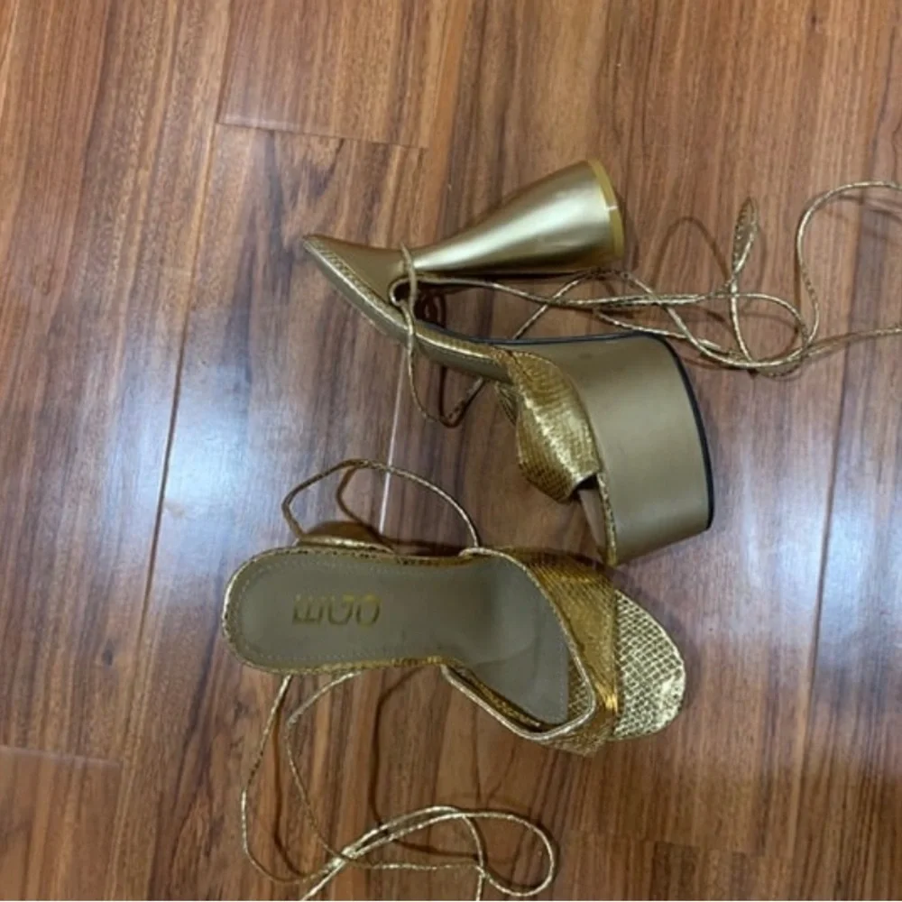 Gold Strappy Platform Heels